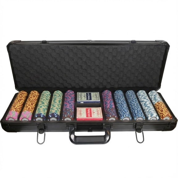 CGS Monte Carlo 500 Piece Micro Stakes Clay Poker Chips Set, 13.5g Casino Club with Numbers Denomination