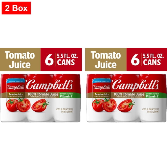 Campbells 100% Tomato Juice Can 6 CT / 5.5 fl oz - 2 Box