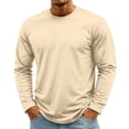 thumbnail image 3 of OIOLOYJM Mens Long Sleeve T Shirts Cotton Casual Basic Crew Neck Stretch Workout Running T-Shirt Soft Breathable Athletic Work Office Pullover Yellow L, 3 of 5