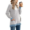 thumbnail image 5 of HomeDM Womens Sweatshirts Crewneck Pullovers Tops Color Block Long Sleeve Side Split Fall Shirts Pockets - Gray/2XL, 5 of 6