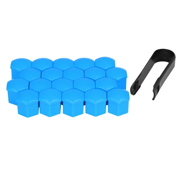 20pcs 21mm Blue Plastic Car Wheel Nut Lug Hub Screw Rim Bolt Covers Dust Protection Cap