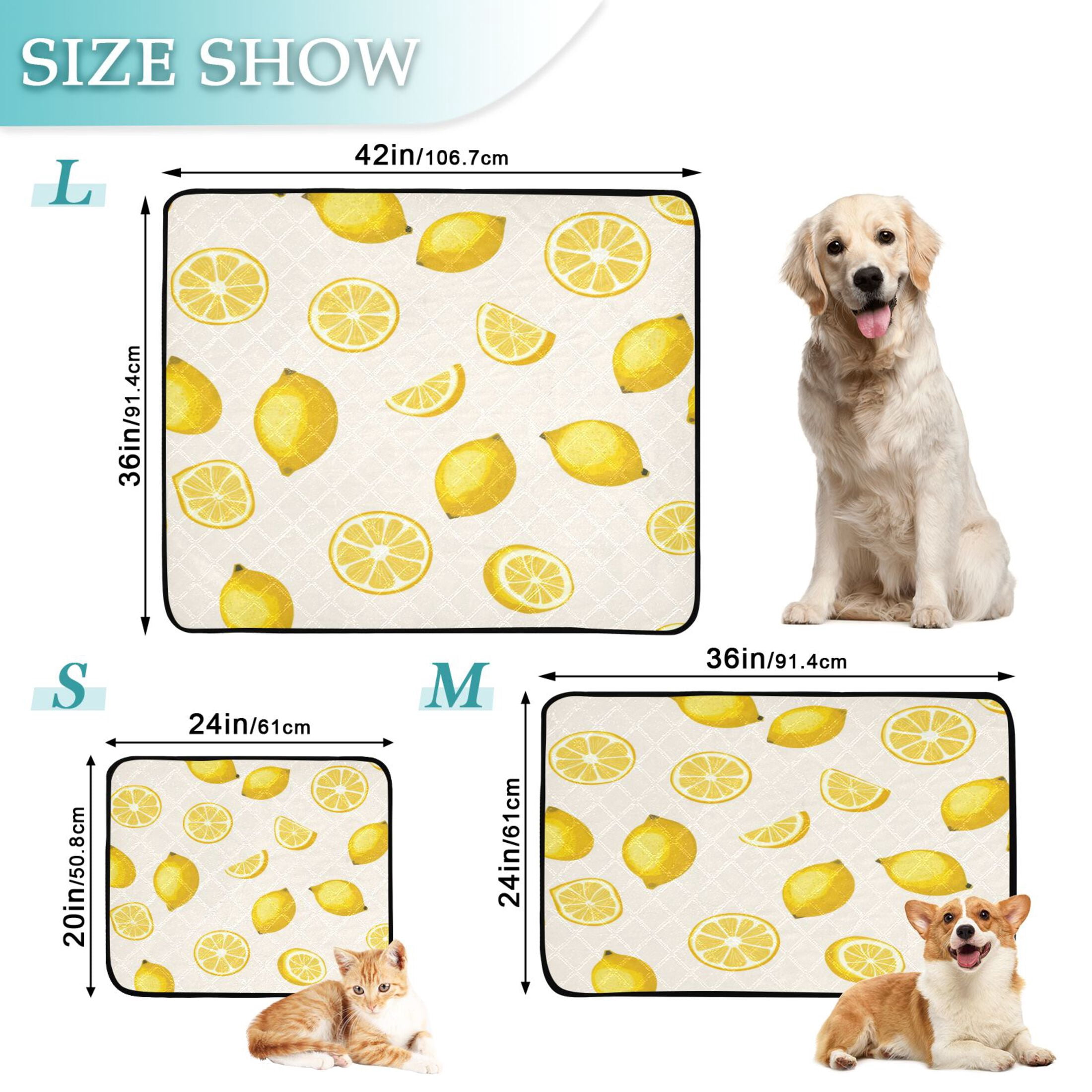 Washable Pet Pee Pads with Super Absorbent Reusable Training Pads for Dogs & Cats Yellow Lemon Pattern
