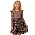 thumbnail image 5 of VNKIDY Girls Dress Kids Leopard Print Dress Long Sleeves Crewneck Ruffled Shoulders Cute Dress For Cool Weather Festive Occasions Daily Wear Lovely Dress, 5 of 6