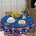 thumbnail image 5 of 4th of July Tablecloth Round Patriotic Star Celebration Firework Table Cloths Circular Independence Day Table Cover Waterproof Polyester Tabletop for Dining Kitchen Party Decor 60 Inch, 5 of 7
