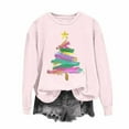 thumbnail image 4 of Pink Sweatshirts Women Christmas Outfits Crewneck Pullover Loose Long Sleeve Tops Xmas Tree Print Festive Clothes (XL, Pink 06), 4 of 6