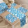 thumbnail image 2 of Ambesonne Sky Table Runner & Placemats, Fluffy Clouds Cumulus Motif, Placemat 4 pcs + Runner 14"x72", Azure Blue and White, 2 of 2
