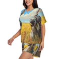 thumbnail image 2 of Lsque Funny Countryside Donkey Women's Short-Sleeved Pajama Set - 2 Piece Soft and Lightweight Sleepwear Set-Small, 2 of 9
