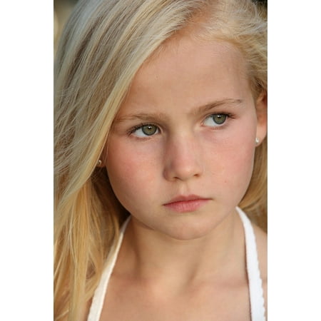 Laminated Poster Portrait Blonde Green Eyes Girl Seriously Beauty