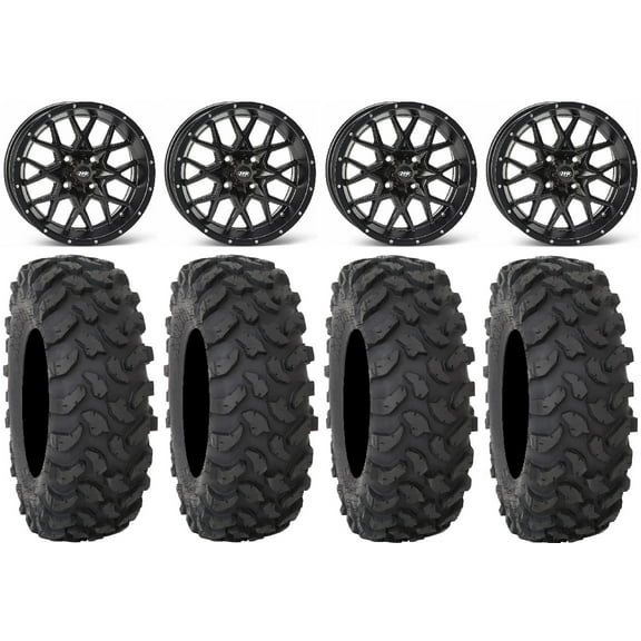 ITP Hurricane 15" Wheels Black 35" XTR370 Tires Kawasaki Mule Pro FXT