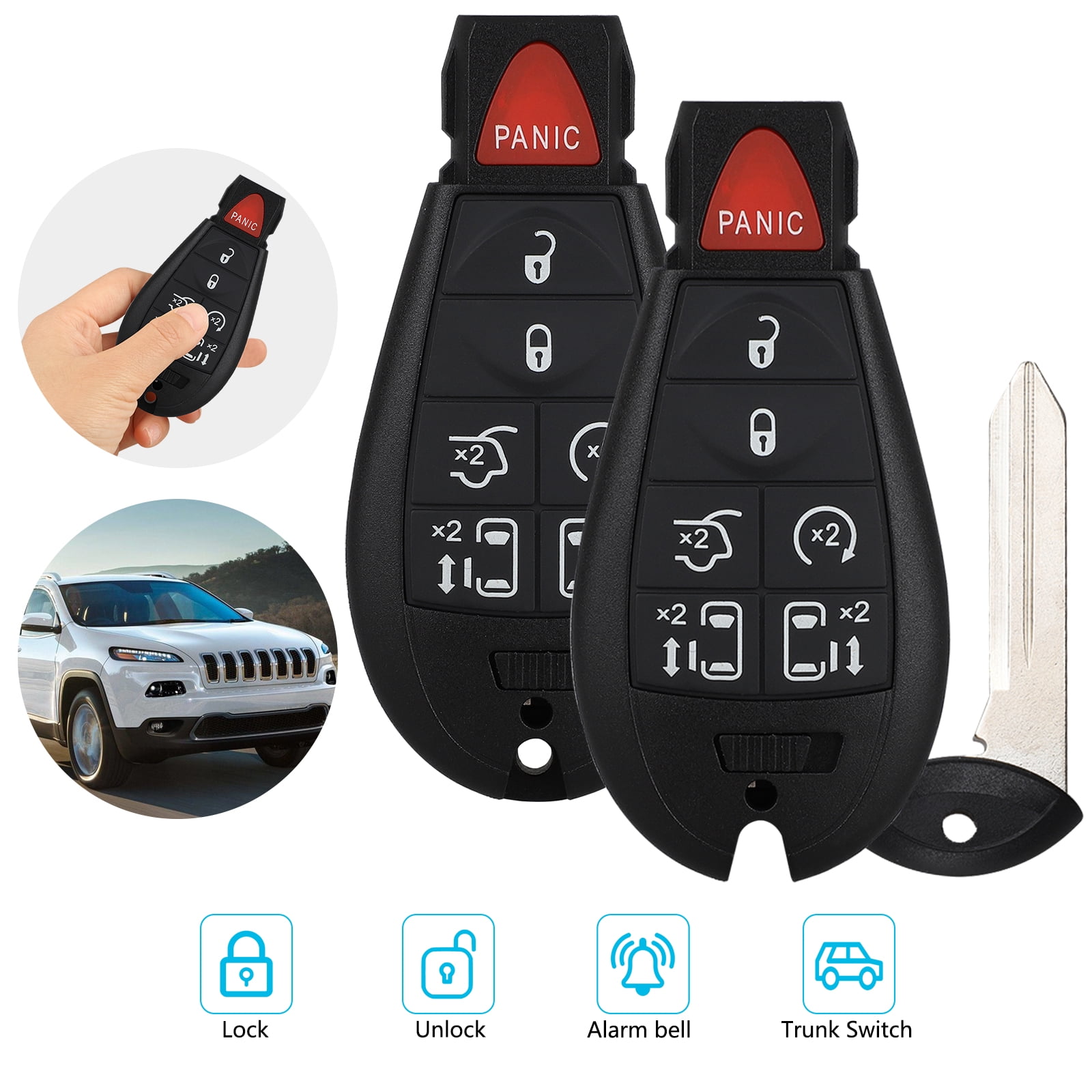 2 New Keyless Entry 7 Buttons Remote Start Car Key Fob M3N5WY783X Case