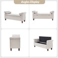 thumbnail image 4 of 54" Storage Bench Upholstered Armrest 2 Round Pillows Bed End Foot Stool Bedroom Entryway Living Room Ivory, 4 of 10