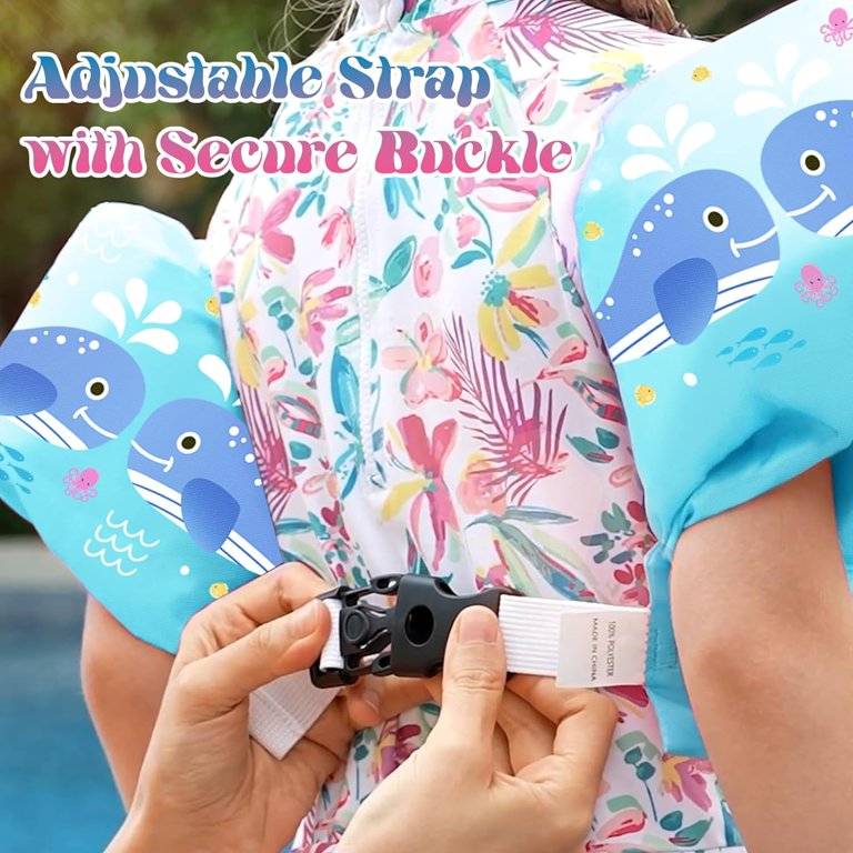 HeySplash Toddler Swim Vest - Adjustable Floatie For Kids 13-30 Lbs, Arm Floaties With Crotch Strap, Swimming Aid