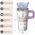 thumbnail image 3 of 20OZ Insulated Unicorn Travel Mug with Handle and Reusable Straw Double Wall Stainless Steel Tumbler Coffee Cup Ideal Gifts for Women Mom Friends on Birthday Christmas Thanksgiving, 3 of 6