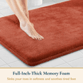 thumbnail image 3 of ComfiTime 2 Piece Bathroom Rugs Set – Thick Memory Foam, Non-Slip Bath Mat, Soft Plush Velvet Top, Ultra Absorbent, Small, Large & Long Rugs for Bathroom Floor, Coral, 17*24, 2PCS, 3 of 12