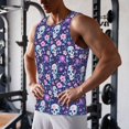 thumbnail image 5 of Pofeuu Skull Purple Flower Print Men's Workout Tank Tops Sleeveless Muscle Gym Shirt Quick Dry-3X-Large, 5 of 7