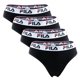 thumbnail image 1 of FILA Calzoncillos brasileños para mujer - Paquete de 4, cintura con logotipo, algodón elástico, color sólido Negro S (Small), 1 of 3