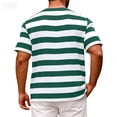 thumbnail image 4 of T-Shirt Décontracté à Rayures pour Hommes, Col Rond, Manches Courtes, Ajusté, Tissu Doux, Été, Plage et Rue, Vert, TG, 4 of 4