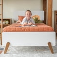 thumbnail image 5 of Max & Lily Mid-Century Modern Twin over Twin L-Shaped Bunk Bed, Solid Wood, White/Pecan, 5 of 9