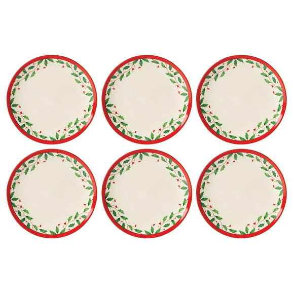 Conjunto de 6 Platos Decorativos Lenox Holiday para Navidad