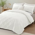 thumbnail image 7 of Exclusivo Mezcla Ultrasonic King Quilt Set, 3-Piece Lightweight Bedspreads Modern Striped Coverlet, White, 7 of 7