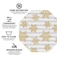 thumbnail image 3 of Vsdgher Gold Snowflake Print Leather Coasters for Drinks, Durable Drink Coasters 4 Set for Tabletop Protection, Luxurious Home Décor and Housewarming Gift-Octagon, 3 of 6