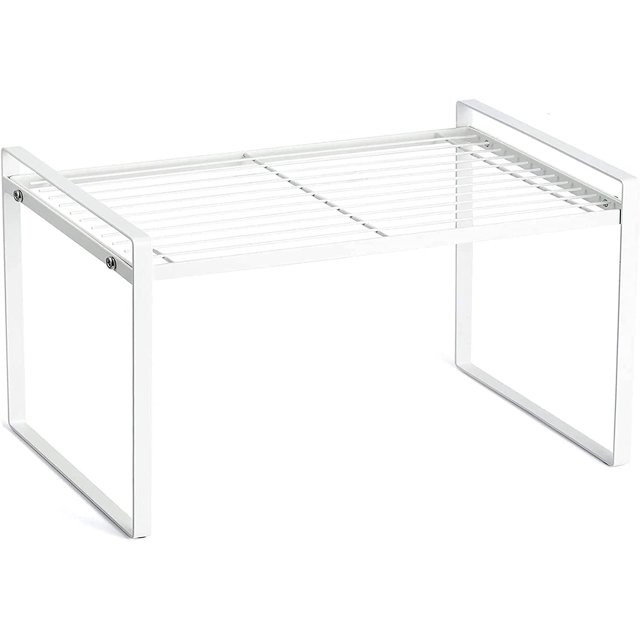Organizador de encimera, estante para especias con soporte para armario, estante para despensa de 17", organización y almacenamiento para cocina y baño, color blanco lechoso (blanco, L17" X W8" X
