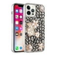 thumbnail image 2 of For Apple iPhone 14 Pro (6.1") Bling Crystal 3D Full Diamonds Luxury Sparkle Rhinestone Hybrid Protective Cover ,Xpm Phone Case [ Gray Pearl Flowers Perfume ], 2 of 4