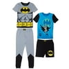 Komar Kids Boys 4 Piece Cotton Pajamas Sleepwear Set with Shorts and Pants (3T, Batman Grey)