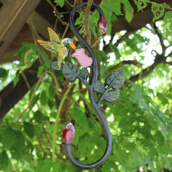 EXHUMKY Cast Iron Garden Ornaments Heavy Duty S Shaped Hooks for Hanging Plants Outdoor 5 Pack