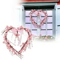 thumbnail image 3 of Valentine's Day Heart Shaped Wreath, Artificial Berry Wreath with Red Pink White Heart Berries, Handmade Valentine's Decorations for Front Door Wall Window Anniversary Wedding Party Gift, 3 of 7