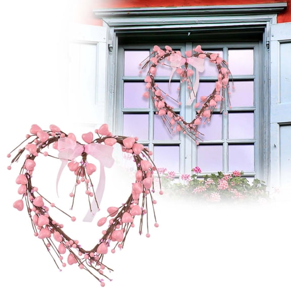 Valentine's Day Wreath Decoration Wood Hearts, 12.59 Inch Valentines Door Wreath for Front Door Decor Outdoor Indoor Home Wedding Anniversary