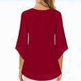 thumbnail image 5 of Viluyesy Women's 3/4 Sleeves T-Shirt V-Neck Shirt Tops Relaxed Loose Blouse Wine Size L, 5 of 8