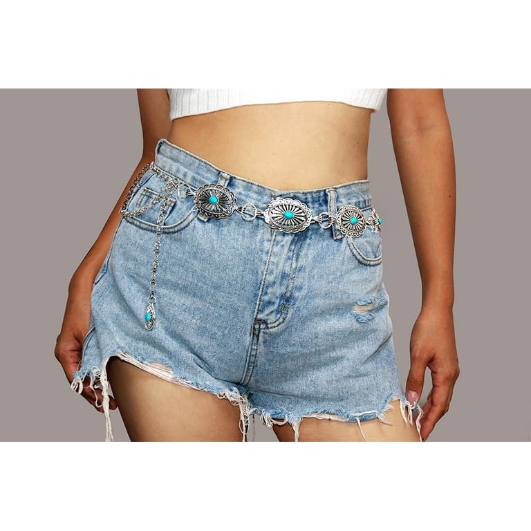 HLSOHJP Metal Western Country Chain Belts for Women Waist  display picture 2