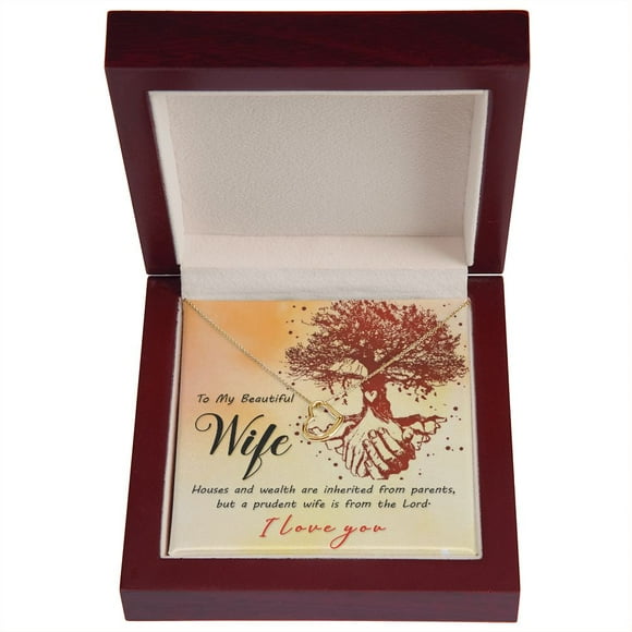 To My Wife House and Wealth Delicate Heart Necklace