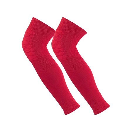 Defender Over the Knee Football Padded Leg Sleeves (Scarlet Medium)