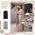 thumbnail image 3 of Dress Bag Long Garment Bag with Transparent Window for Hanging Clothes Foldable Wedding Dress Cover for Wardrobe Storage and Travel Gray 65-inch, 3 of 5