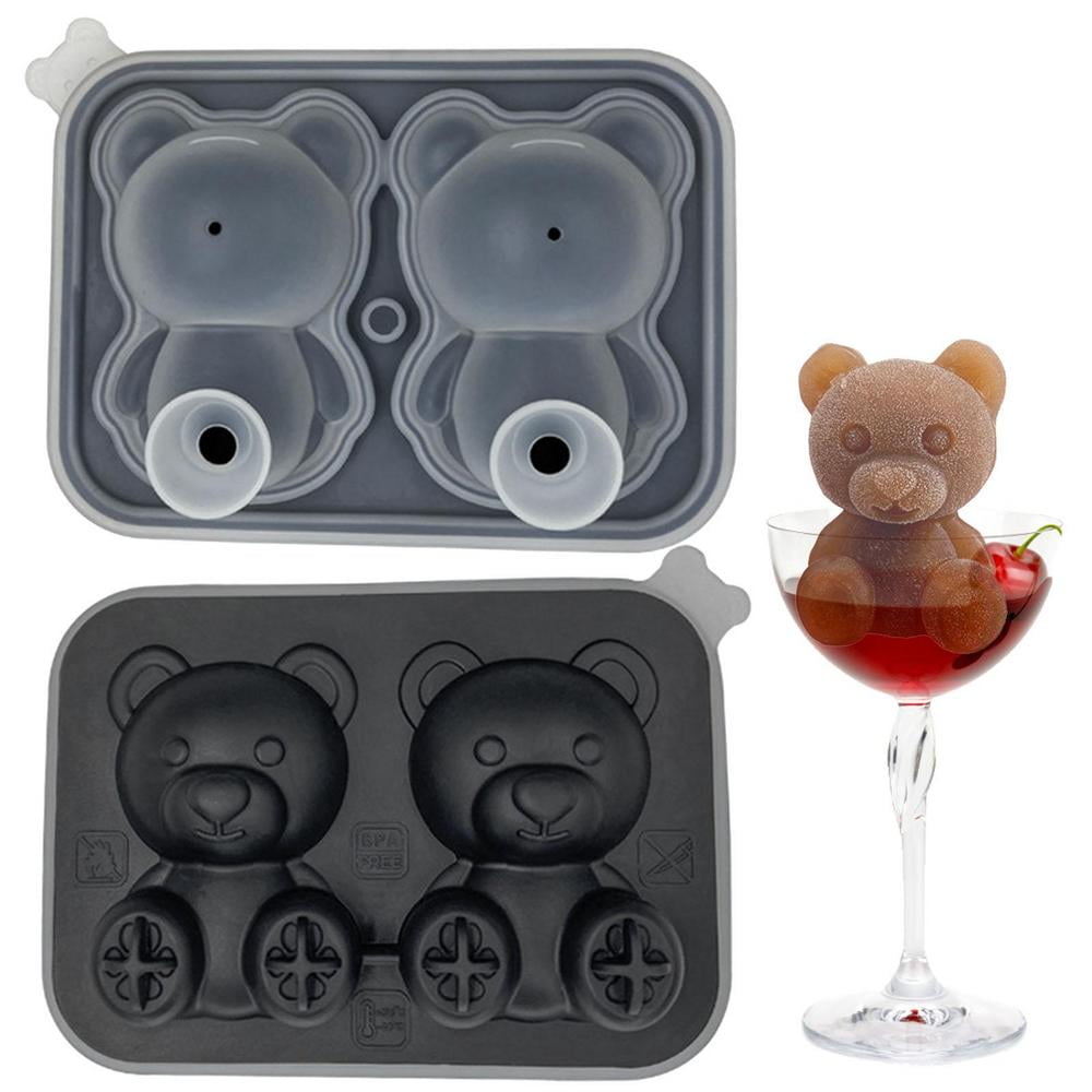 Tohuu Bear Ice Mold 2 Pack Bear-Shaped Ice Cube Maker Molds Tight Sealing  Leak Proof Easy Release Silicone Animal Ice Bear Makers For Coffee Milk Tea  Juice portable 