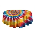 thumbnail image 5 of Colorful Rainbow Tie Dye Spiral Pattern Round Tablecloth 60"x60",Wrinkle Wipeable Table Cloth for Kitchen Dining Room Picnic Patio Party, 5 of 6