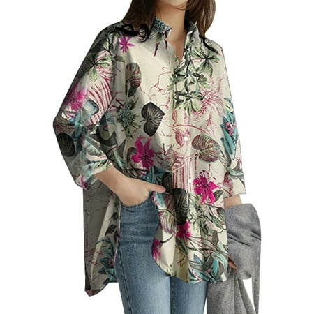 ZANZEA Women's New Fashion Loose Full Sleeve Baggy Printed Floral Tops ...
