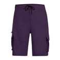 thumbnail image 5 of DDAPJ pyju Below The Knee Shorts for Men Elastic Waist Multi-Pockets Bermuda Cargo Shorts Baggy Casual Hiking Pants Purple M, 5 of 7