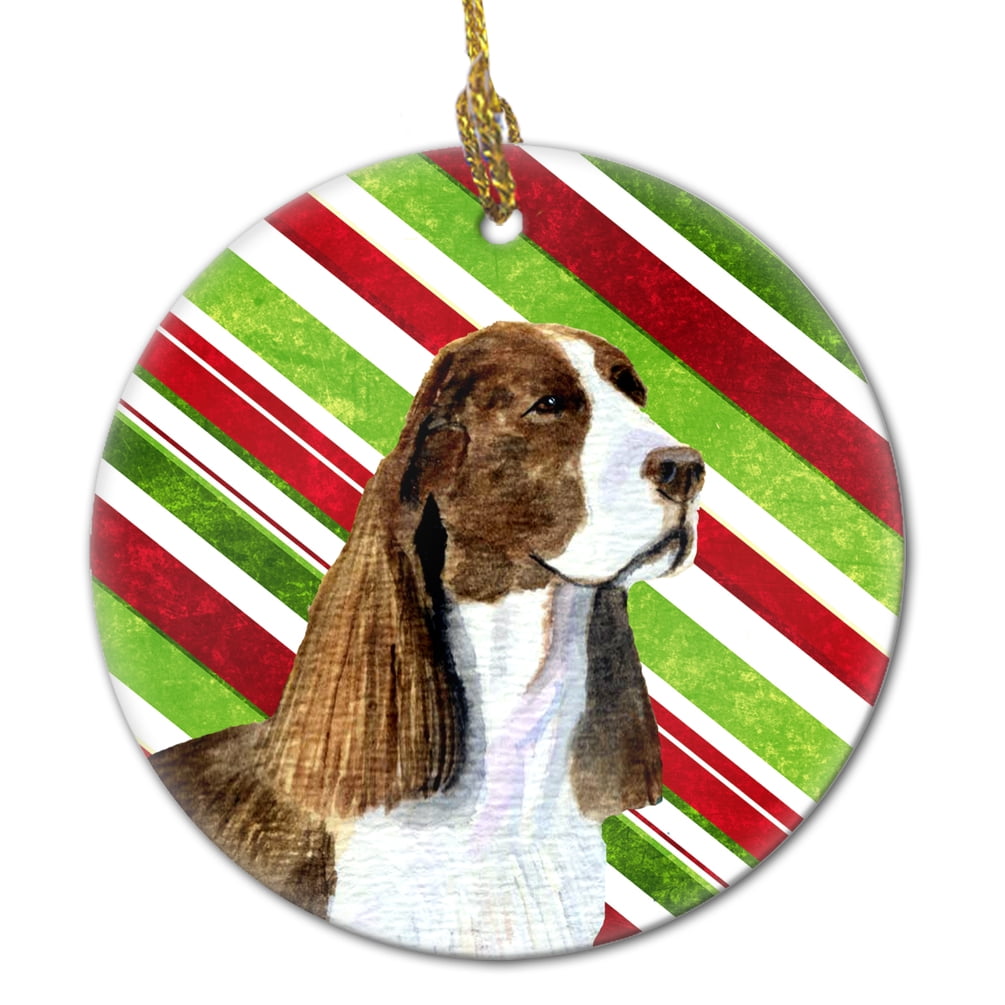 Springer Spaniel Candy Cane Holiday Christmas Ceramic Ornament SS4582