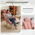 thumbnail image 4 of Newboti Teddy Fabric Upholstered Nursery Rocking Glider Chair Mid Century Modern Accent Arm Chair Padded Seat with High Backrest and Pillows for Living Room Bedroom Offices (Pink Teddy) 54029603686704, 4 of 16
