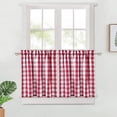 thumbnail image 2 of Haperlare Farmhouse Kitchen Curtains Buffalo Check Bathroom Curtain Blackout Thick Yarn Dyed Cafe Curtain, Red/White, 28"W x 24"L 2 Panels, 2 of 8