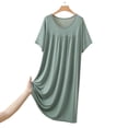 thumbnail image 4 of cfhntfmh Women's Modal Summer Nightgown Short Sleeve Round Neck Sleepshirt Loose Comfy Sleepwear Mid Sleep Dress, 4 of 4