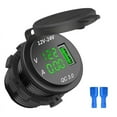 thumbnail image 2 of 2X 12V / 24V Fast Charging 3.0 Car Lighter Socket USB Charger LED Voltmeter Ammeter Black & Green, 2 of 4