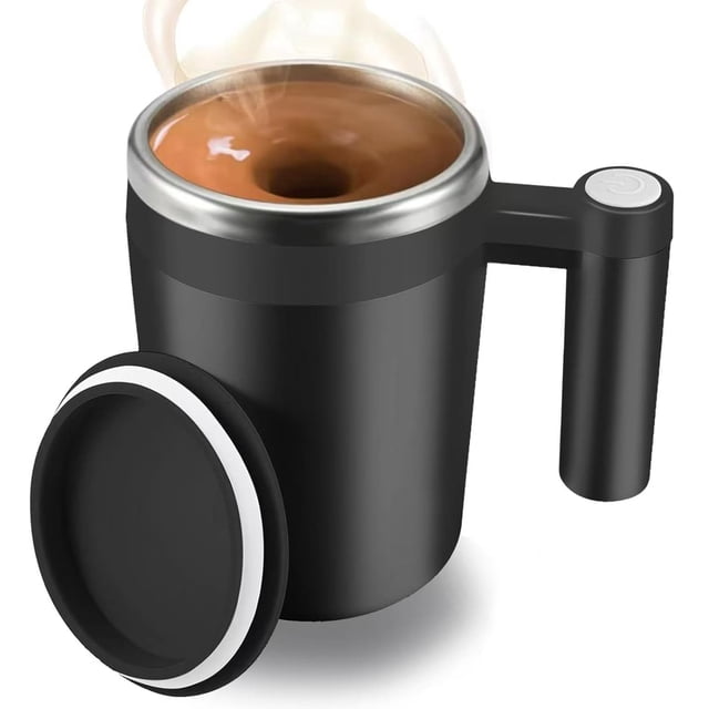 Taza de Café Automática con Agitación Magnética Recargable e Impermeable (415 ml) - Negra