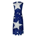 thumbnail image 4 of Ygbgbb Womens Independence Day Dresses Sleeveless Dresses Maxi Dress Flag Wrap V-Neck Pleated Waist Strap Flowy Casual B-Blue XXL, 4 of 5