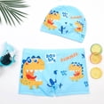 thumbnail image 2 of Pandaie Baby Toddler Boys Swim Trunks Set Rash Guards Dinosaur Swimsuit Shorts Cute Summer Beach Bathing Suit with Hat 5-6 T,Light Blue, 2 of 4