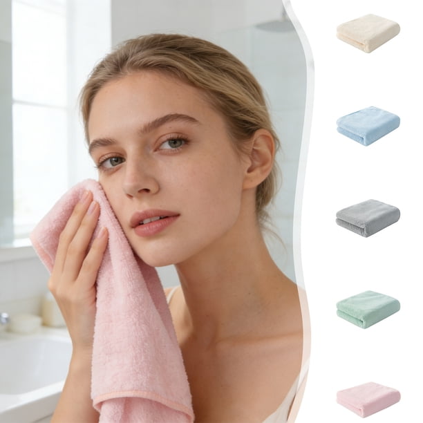 Toalla facial de vellón de coral blanda, toallas de secado rápido absorbentes y espesadas para adultos
