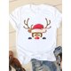 thumbnail image 1 of Camiseta con estampado navideño de estilo acuarela para mujer, ropa de Año Nuevo con cuello redondo, camiseta informal con estampado de los años 90, 1 of 5